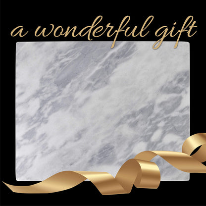 Marble and Cutting Pastry Board (12 x 16 Inches) - Marble Serving Tray for Cheese, Pastries, Bread - Large White Marble Slab for Cake Display Marble