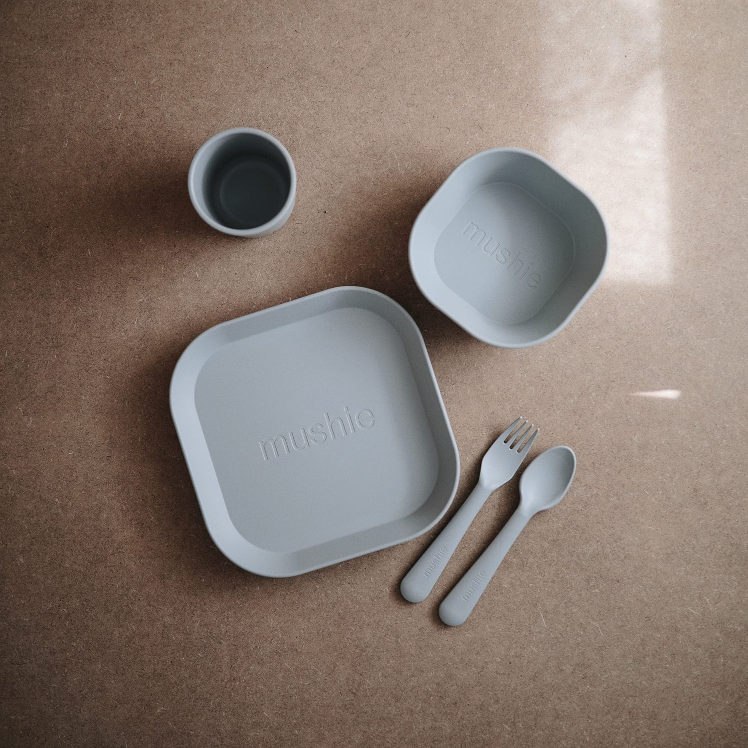 mushie Flatware Fork and Spoon Set for Kids | Made in Denmark (Sage)