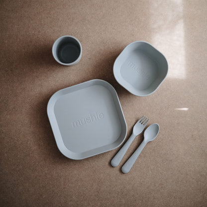 mushie Flatware Fork and Spoon Set for Kids | Made in Denmark (Sage)