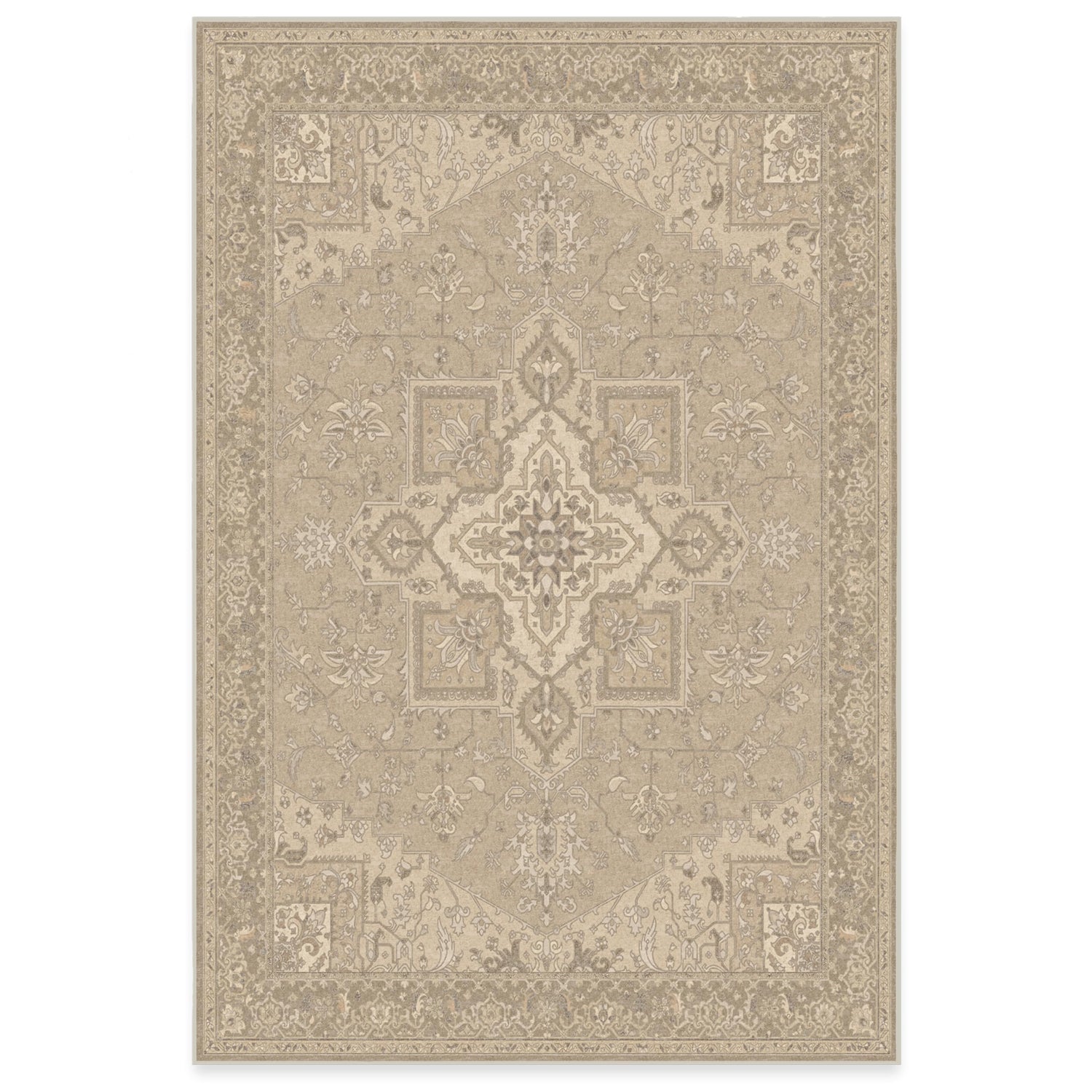 RUGGABLE Maral Heriz Washable Rug - Perfect Vintage Area Rug for Living Room Bedroom Kitchen - Pet &amp; Child Friendly - Stain &amp; Water Resistant - Creme 3&