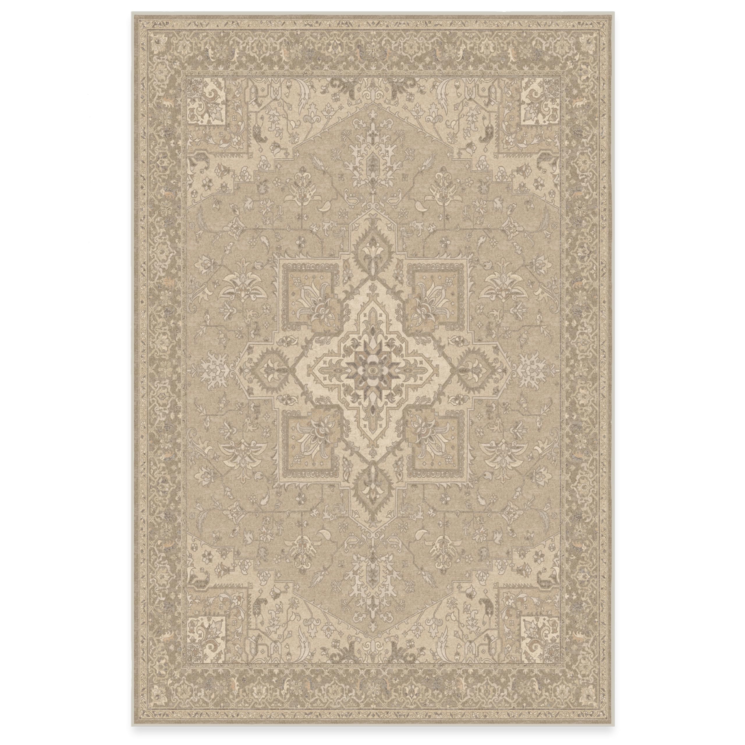 RUGGABLE Maral Heriz Washable Rug - Perfect Vintage Area Rug for Living Room Bedroom Kitchen - Pet &amp; Child Friendly - Stain &amp; Water Resistant - Creme 3&
