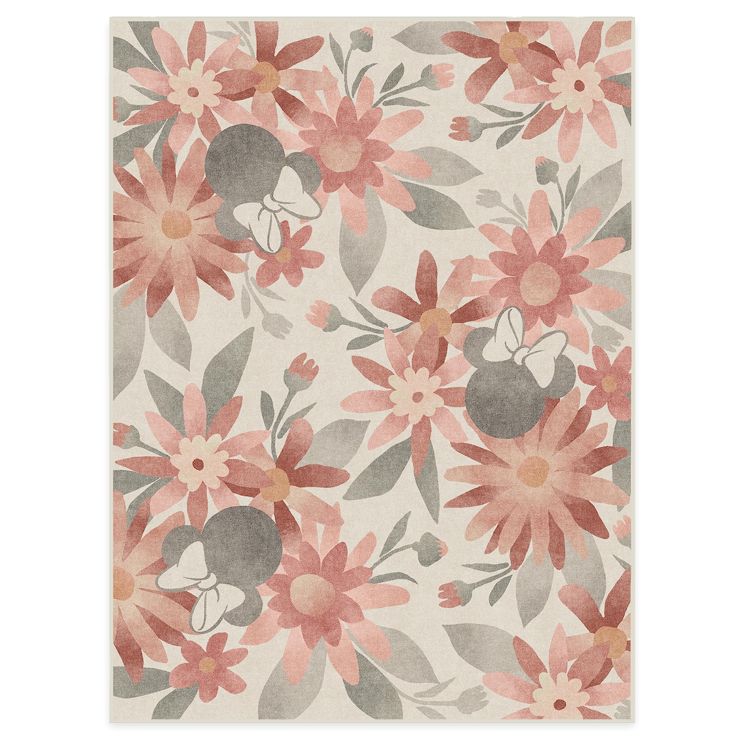 RUGGABLE Disney Classic Minnie Mouse Washable Rug - Perfect Area Rug for Nursery Playroom Kids Room - Pet &amp; Child Friendly - Stain &amp; Water Resistant - Trellis Pink 5&