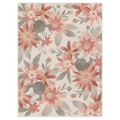 RUGGABLE Disney Classic Minnie Mouse Washable Rug - Perfect Area Rug for Nursery Playroom Kids Room - Pet &amp; Child Friendly - Stain &amp; Water Resistant - Trellis Pink 5&