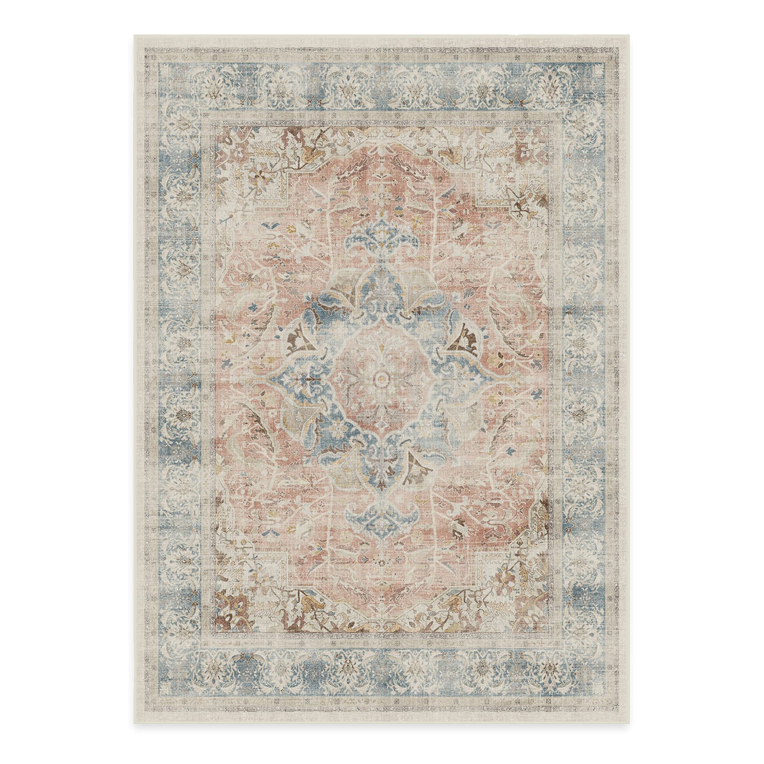 RUGGABLE – Sarrah Blue Quartz – Machine Washable Runner Rug – Pet &amp; Child Friendly – Stain &amp; Water Resistant – Non-Slip – 2.5&