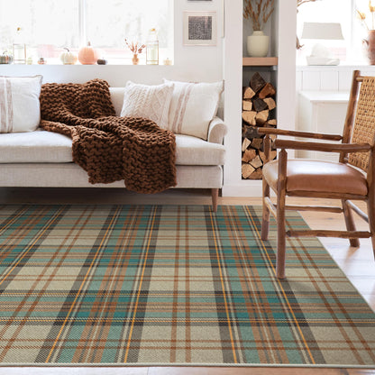RUGGABLE Winter Plaid Washable Rug - Perfect Holiday Area Rug for Living Room Bedroom Kitchen - Pet &amp; Child Friendly - Stain &amp; Water Resistant - Dress Stewart Tartan Plaid 3&