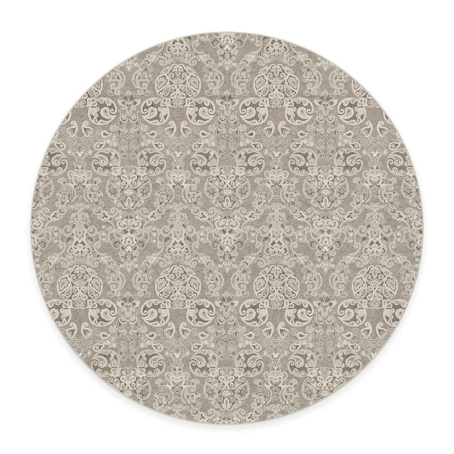 RUGGABLE Disney Traditional Mickey Mouse Washable Rug - Perfect Area Rug for Nursery Playroom Kids Room - Pet &amp; Child Friendly - Stain &amp; Water Resistant - Damask Grey 3&