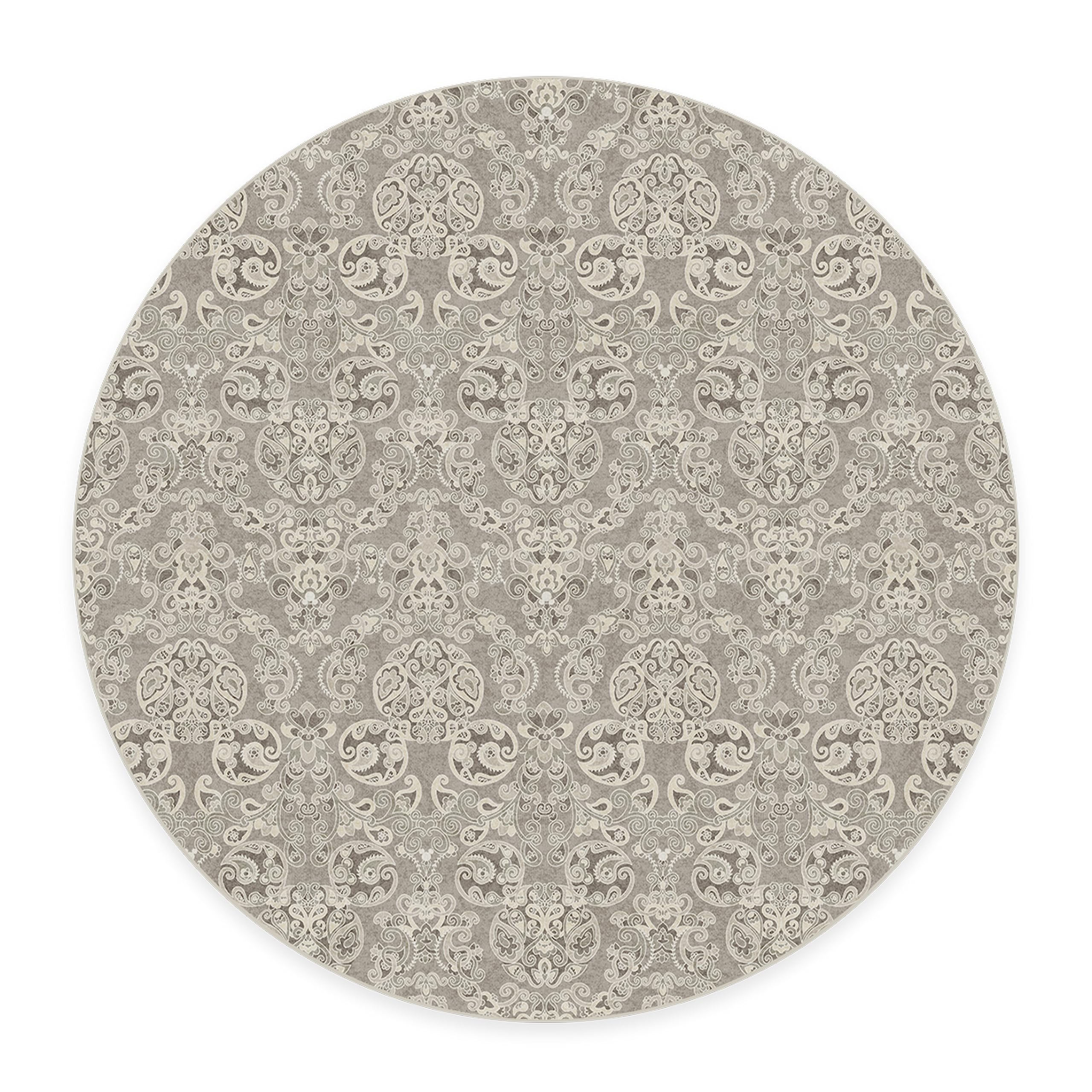 RUGGABLE Disney Traditional Mickey Mouse Washable Rug - Perfect Area Rug for Nursery Playroom Kids Room - Pet &amp; Child Friendly - Stain &amp; Water Resistant - Damask Grey 3&