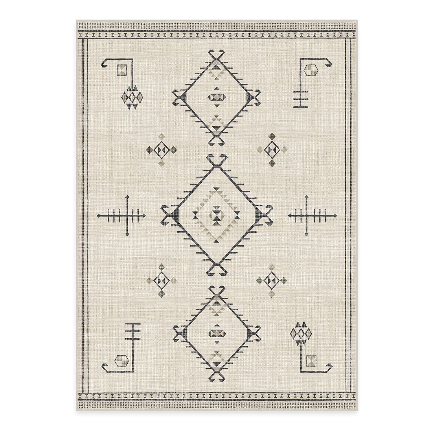 RUGGABLE Damali Runner Rug - Perfect Boho Washable Rug for Entryway Hallway Kitchen - Pet &amp; Child Friendly - Non-Toxic - Stain &amp; Water Resistant - Black &amp; White 2.5&