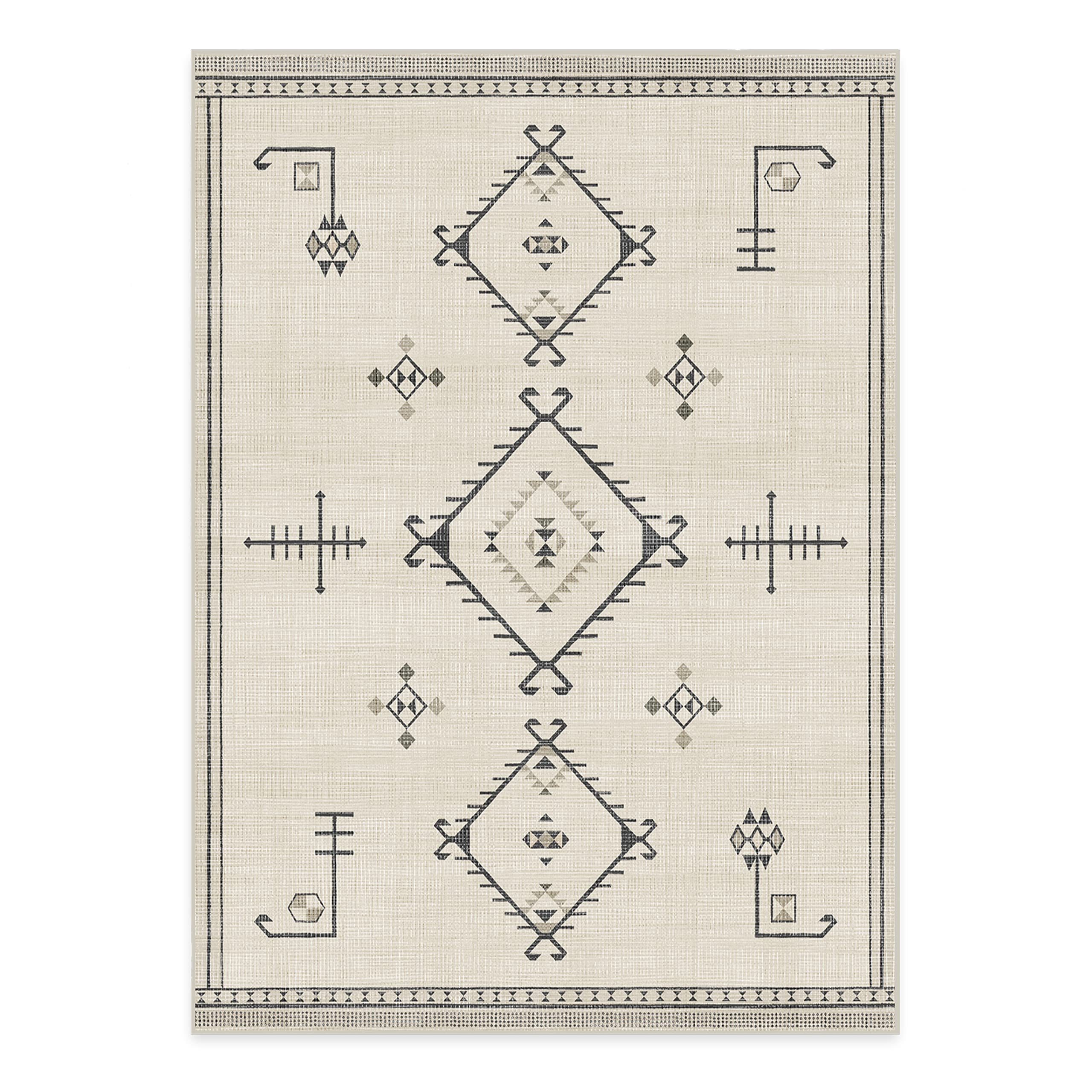 RUGGABLE Damali Runner Rug - Perfect Boho Washable Rug for Entryway Hallway Kitchen - Pet &amp; Child Friendly - Non-Toxic - Stain &amp; Water Resistant - Black &amp; White 2.5&