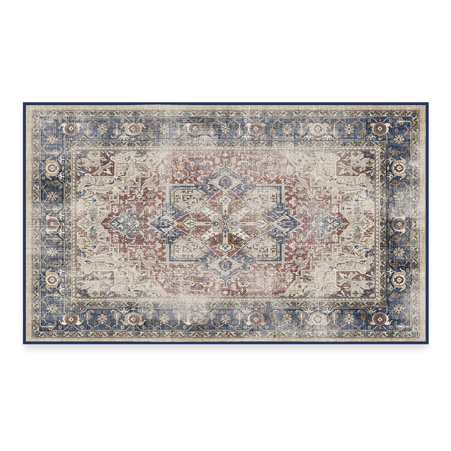 RUGGABLE Kamran Washable Rug - Perfect Vintage Area Rug for Living Room Bedroom Kitchen - Pet &amp; Child Friendly - Stain &amp; Water Resistant - Hazel 5&