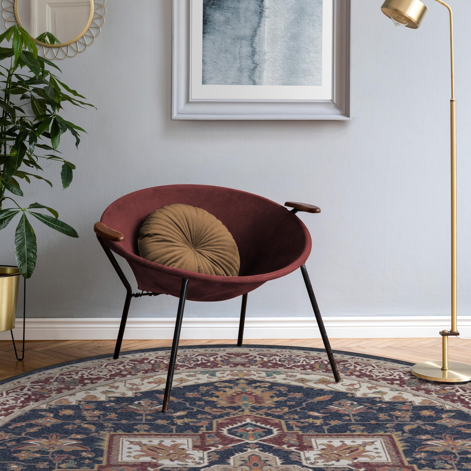 RUGGABLE Maral Heriz Washable Rug - Perfect Vintage Area Rug for Living Room Bedroom Kitchen - Pet &amp; Child Friendly - Stain &amp; Water Resistant - Creme 3&
