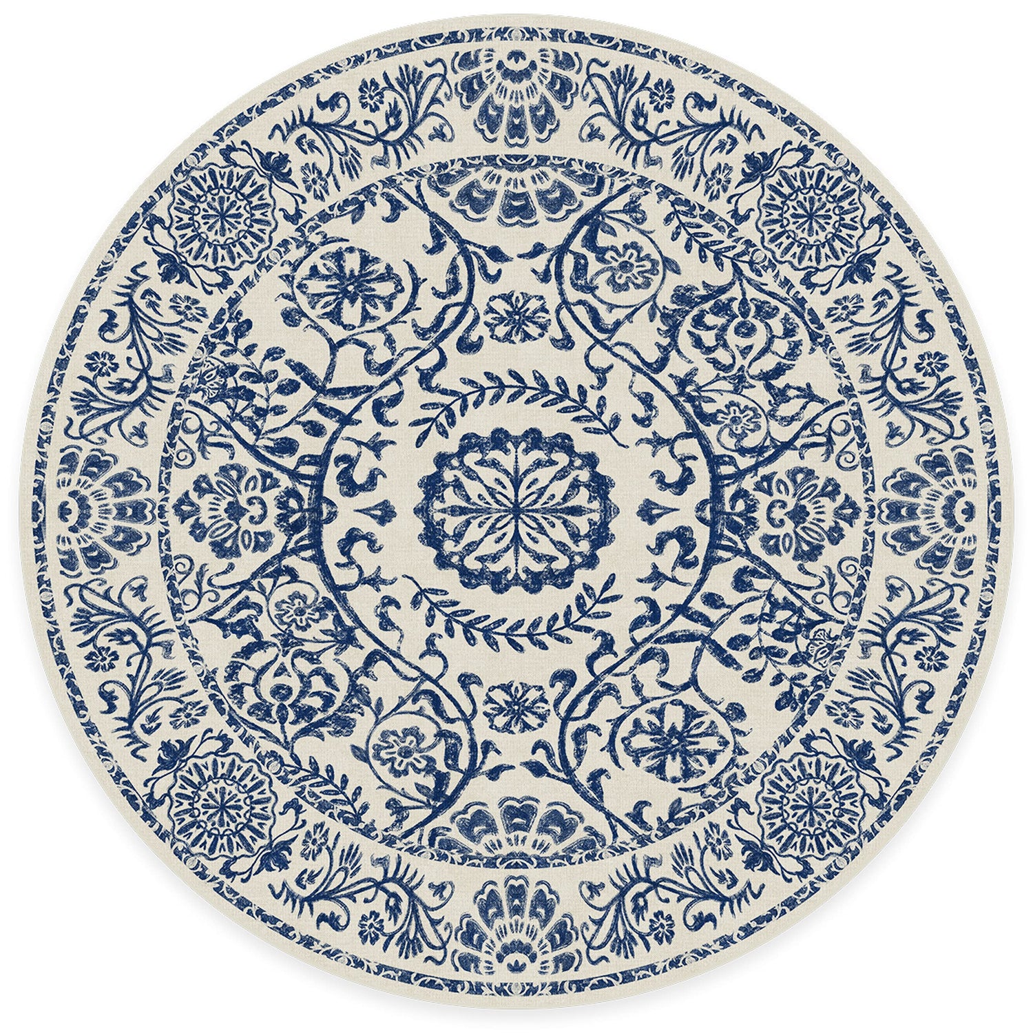 RUGGABLE Washable 2x3 Area Rug, Delphina Delft Blue, Premium Vintage Rugs for Living Room, Bedroom, Kitchen, Office, Classroom with Gripper Non Slip Pad