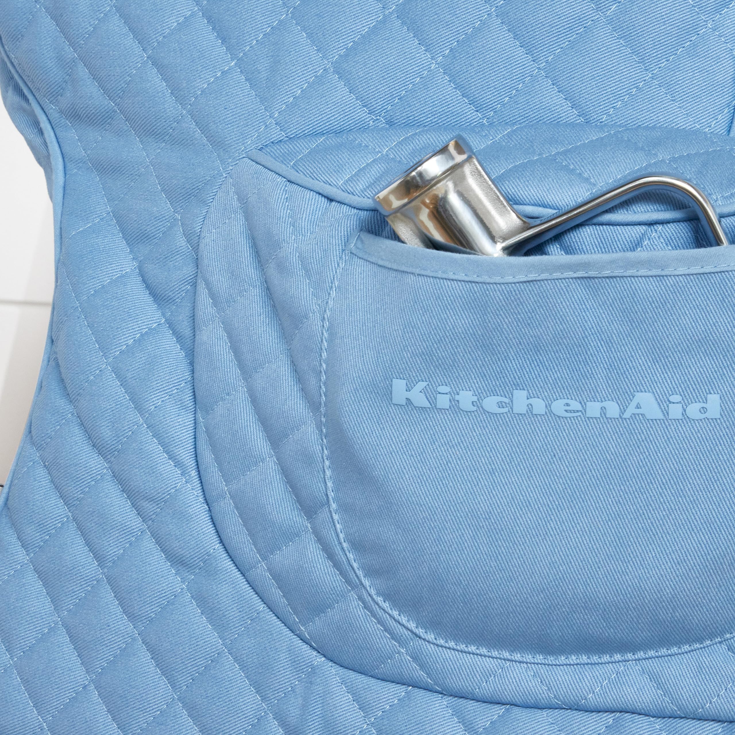 KITCHENAID Fitted Tilt-Head Solid Stand Mixer Cover with Storage Pocket, Quilted 100% Cotton, Milkshake, 14.4&quot;x18&quot;x10&quot;