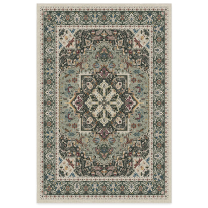 RUGGABLE Hendesi Heriz Washable Rug - Perfect Antique Vintage Area Rug for Living Room Bedroom Kitchen - Pet &amp; Child Friendly - Stain &amp; Water Resistant, Non-Slip - Abalone 2&