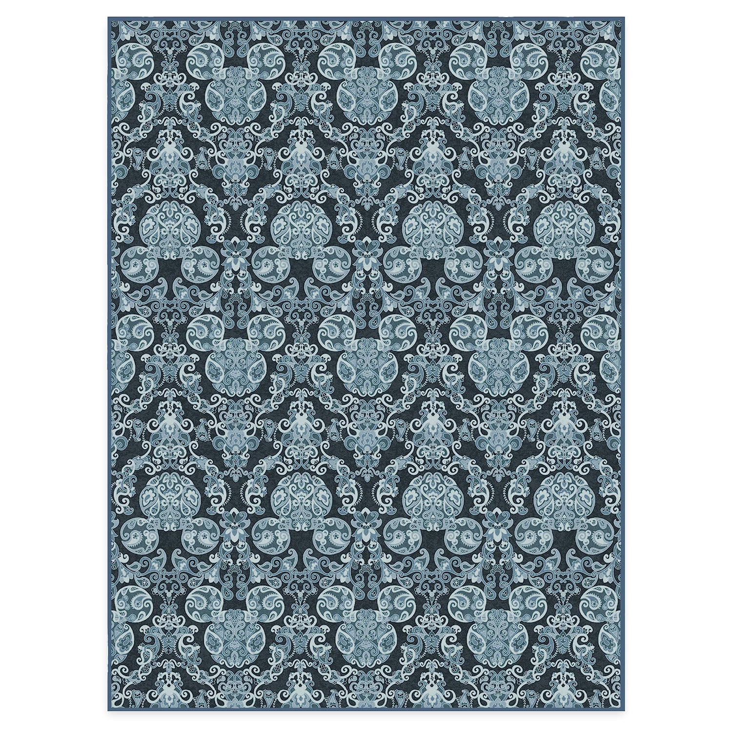 RUGGABLE Disney Traditional Mickey Mouse Washable Rug - Perfect Area Rug for Nursery Playroom Kids Room - Pet &amp; Child Friendly - Stain &amp; Water Resistant - Damask Grey 3&