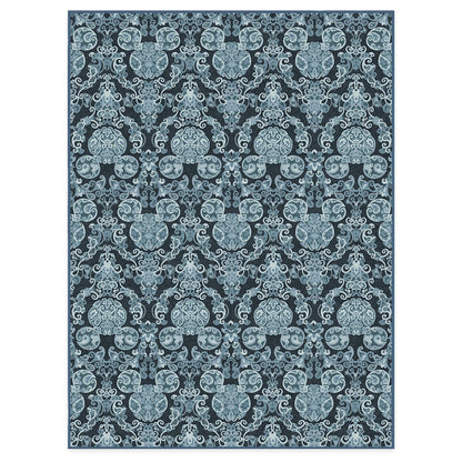 RUGGABLE Disney Traditional Mickey Mouse Washable Rug - Perfect Area Rug for Nursery Playroom Kids Room - Pet &amp; Child Friendly - Stain &amp; Water Resistant - Damask Grey 3&