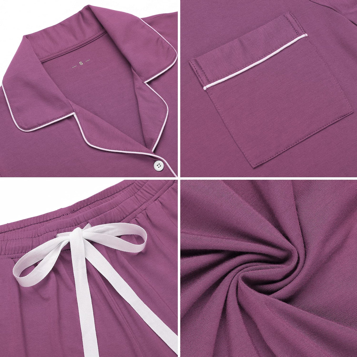 Senert Pajamas Set For Women Short Sleeve Sleepwear Soft Button Down Pjs Set Nightwear Lounge Sets S-XXL
