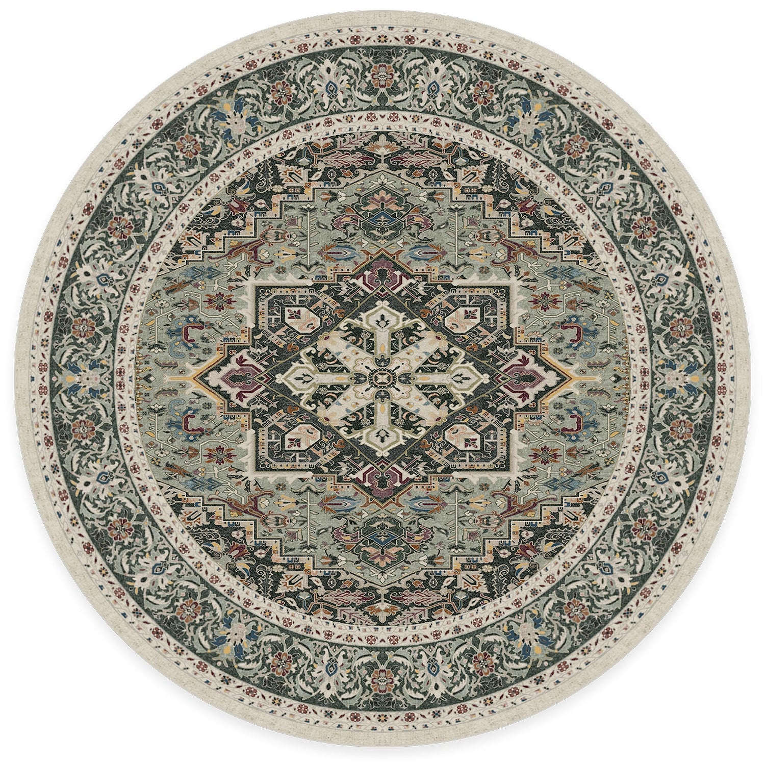 RUGGABLE Hendesi Heriz Washable Rug - Perfect Antique Vintage Area Rug for Living Room Bedroom Kitchen - Pet &amp; Child Friendly - Stain &amp; Water Resistant, Non-Slip - Abalone 2&