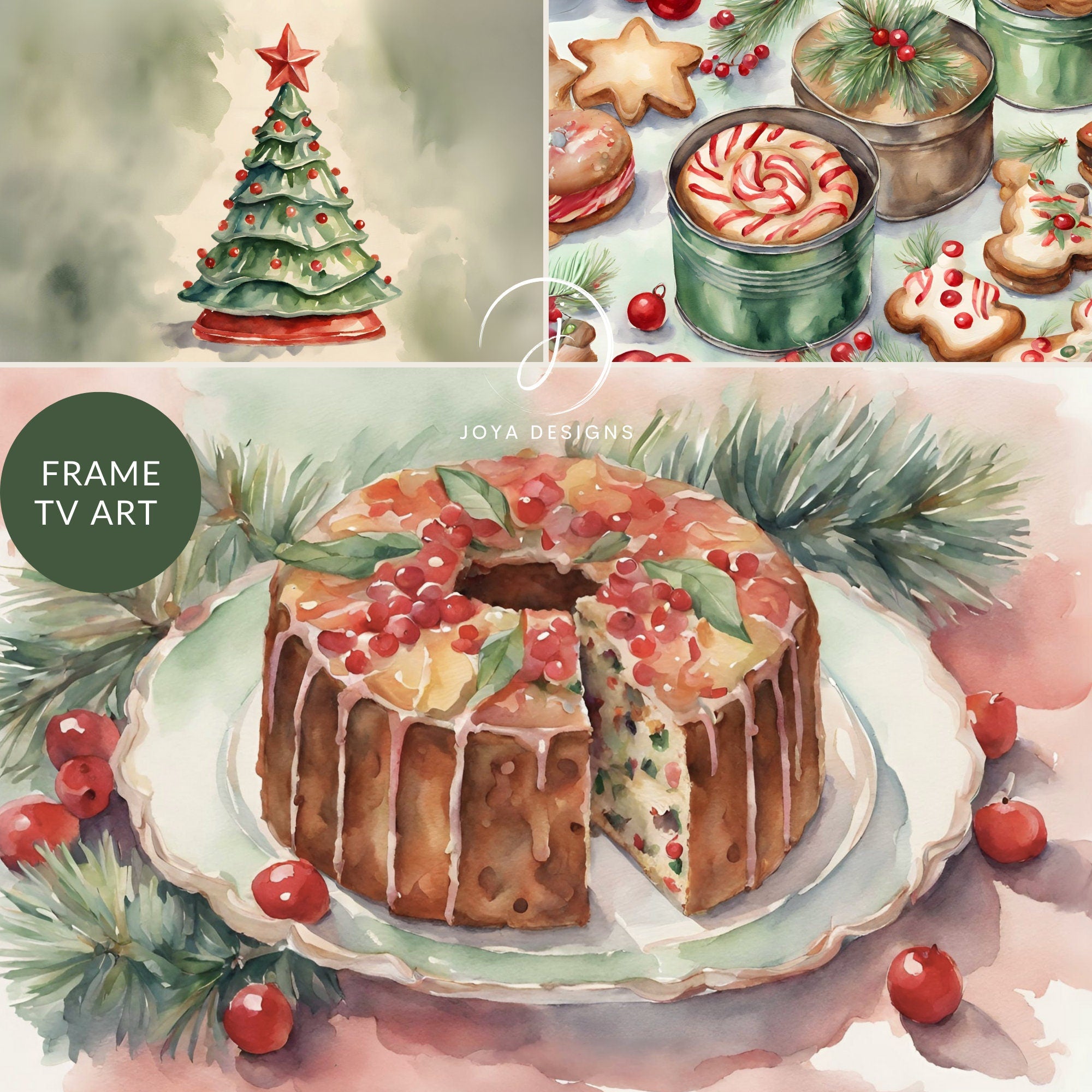 Samsung Frame TV Art | Merry Memories Christmas Collection | Christmas Frame TV Art | Holiday Digital Art | Red and Green Frame TV Art