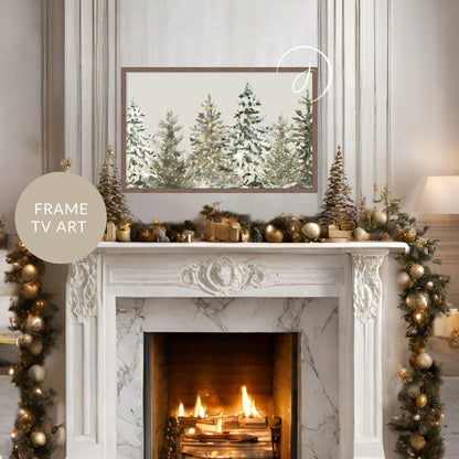 Neutral Spruce Tree Farm- Frame TV Art | Winter Digital Art | Christmas Frame TV Art | Green Frame TV Art