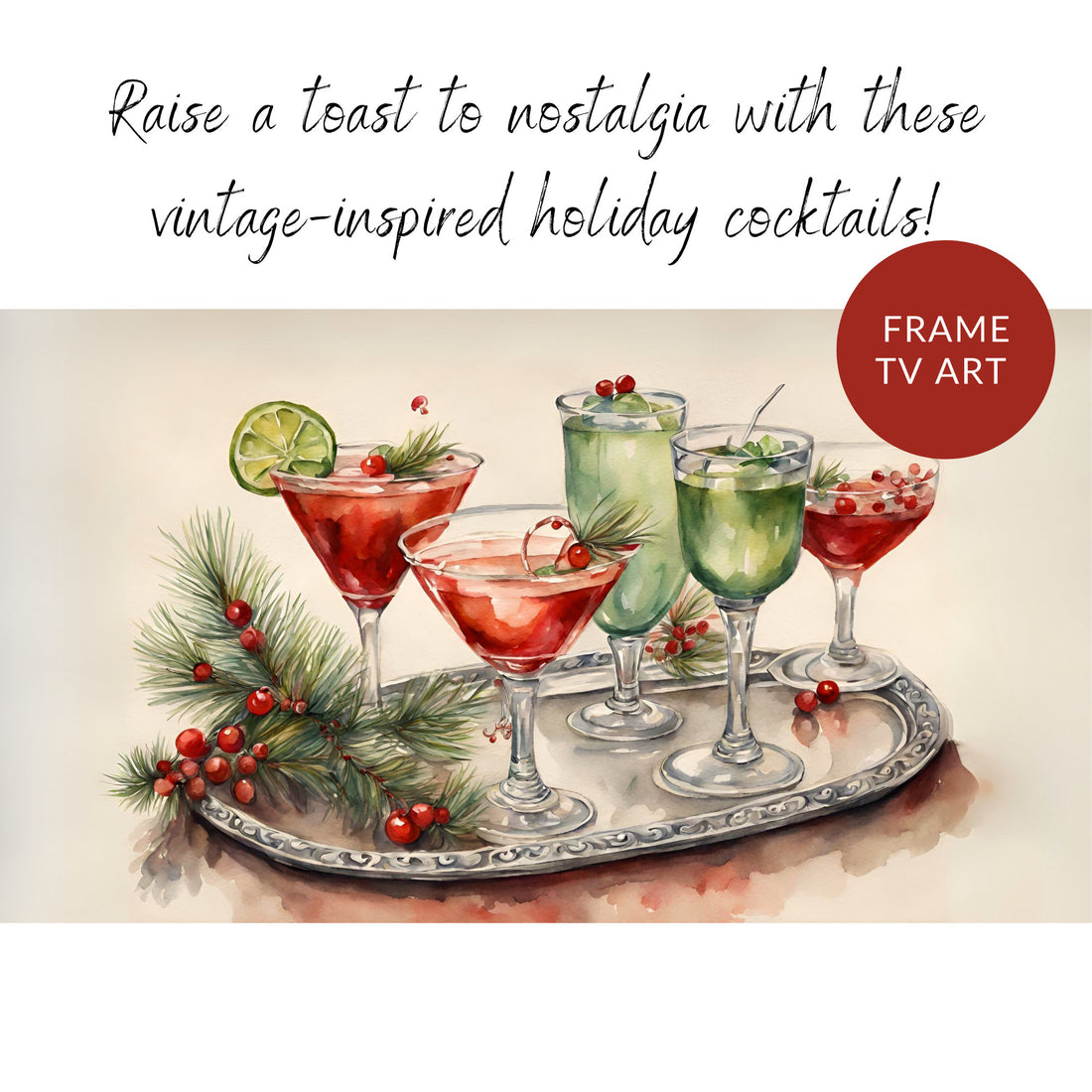 Merry Mixers | Vintage Cocktail | Frame TV Digital Art | Christmas Martini | Festive Decor