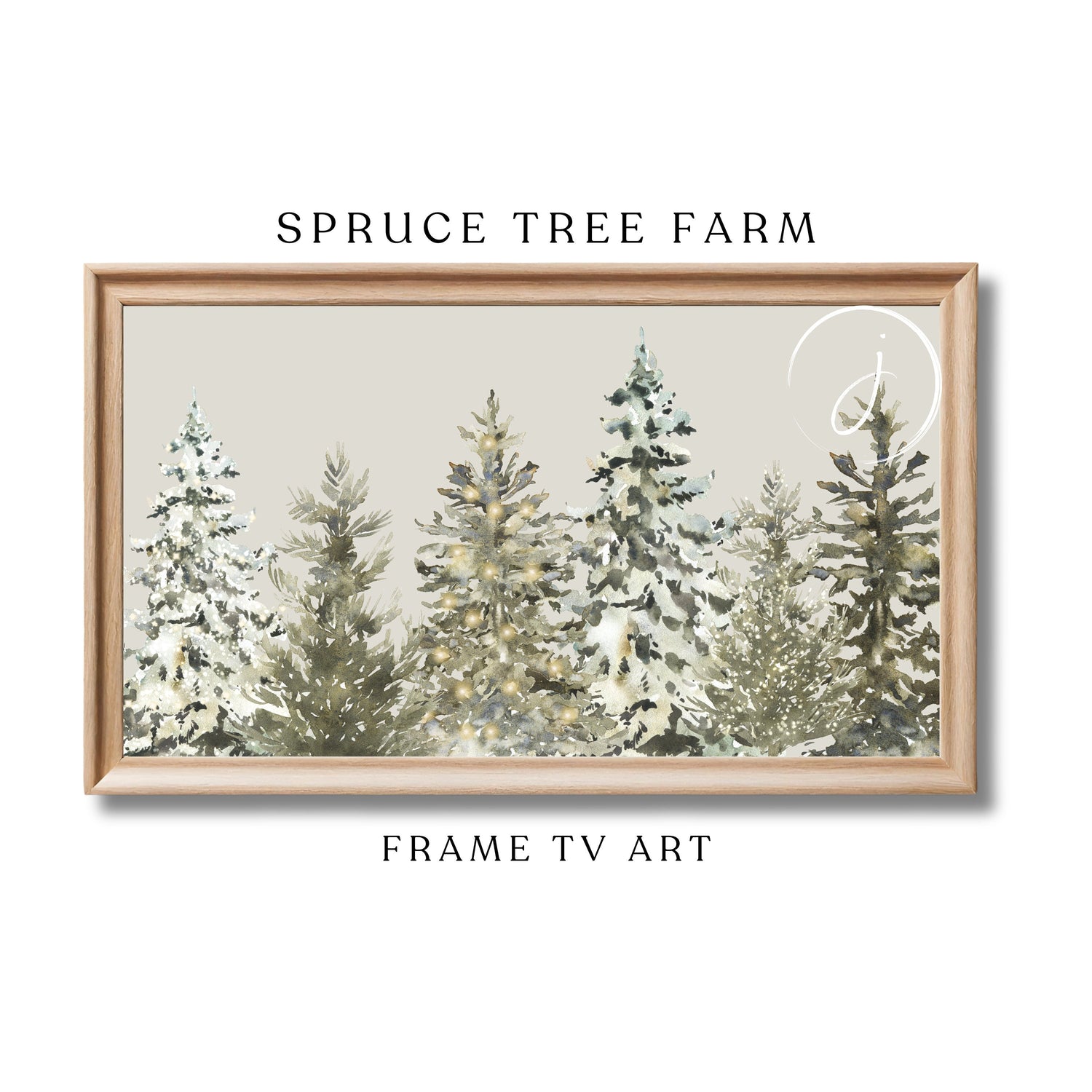 Neutral Spruce Tree Farm- Frame TV Art | Winter Digital Art | Christmas Frame TV Art | Green Frame TV Art