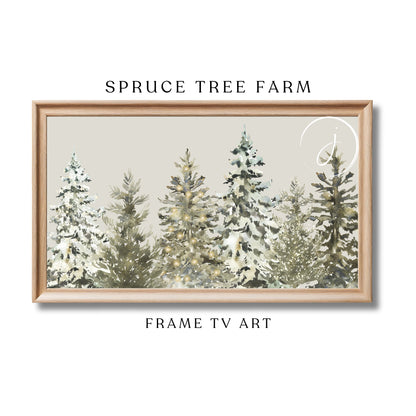 Neutral Spruce Tree Farm- Frame TV Art | Winter Digital Art | Christmas Frame TV Art | Green Frame TV Art