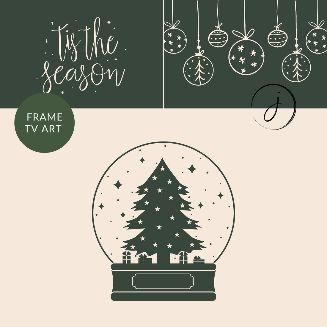 Simple Minimalist Christmas Digital Art for Samsung Frame TV | Modern Neutral | Festive Winter Painting