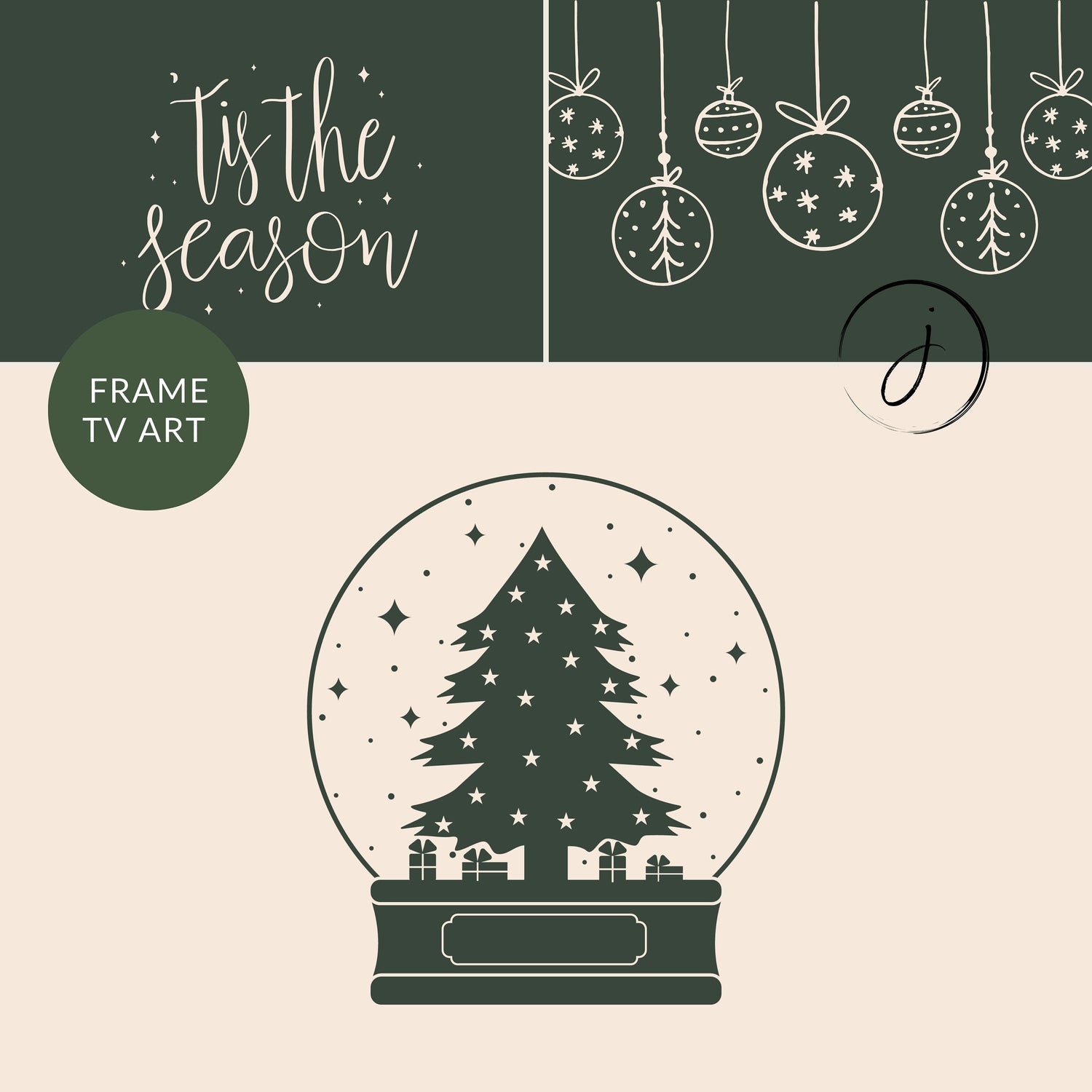 Simple Minimalist Christmas Digital Art for Samsung Frame TV | Modern Neutral | Festive Winter Painting