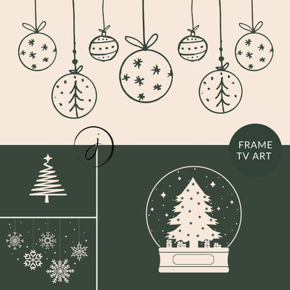 Simple Minimalist Christmas Digital Art for Samsung Frame TV | Modern Neutral | Festive Winter Painting
