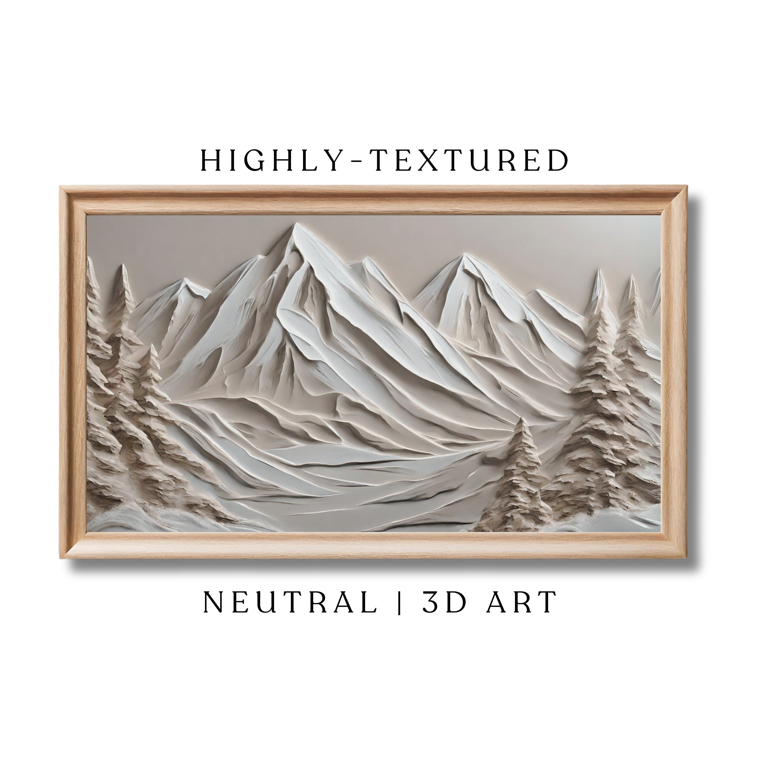 Neutral Winter Art for Samsung Frame TV Art | Abstract 3D Painting | Holiday Digital Art | Winter Decor | Nordic Mountains | Joya Designs