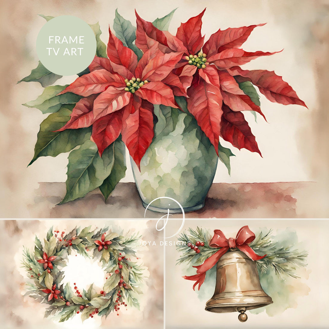 Samsung Frame TV Art | Merry Memories Christmas Collection | Christmas Frame TV Art | Holiday Digital Art | Red and Green Frame TV Art