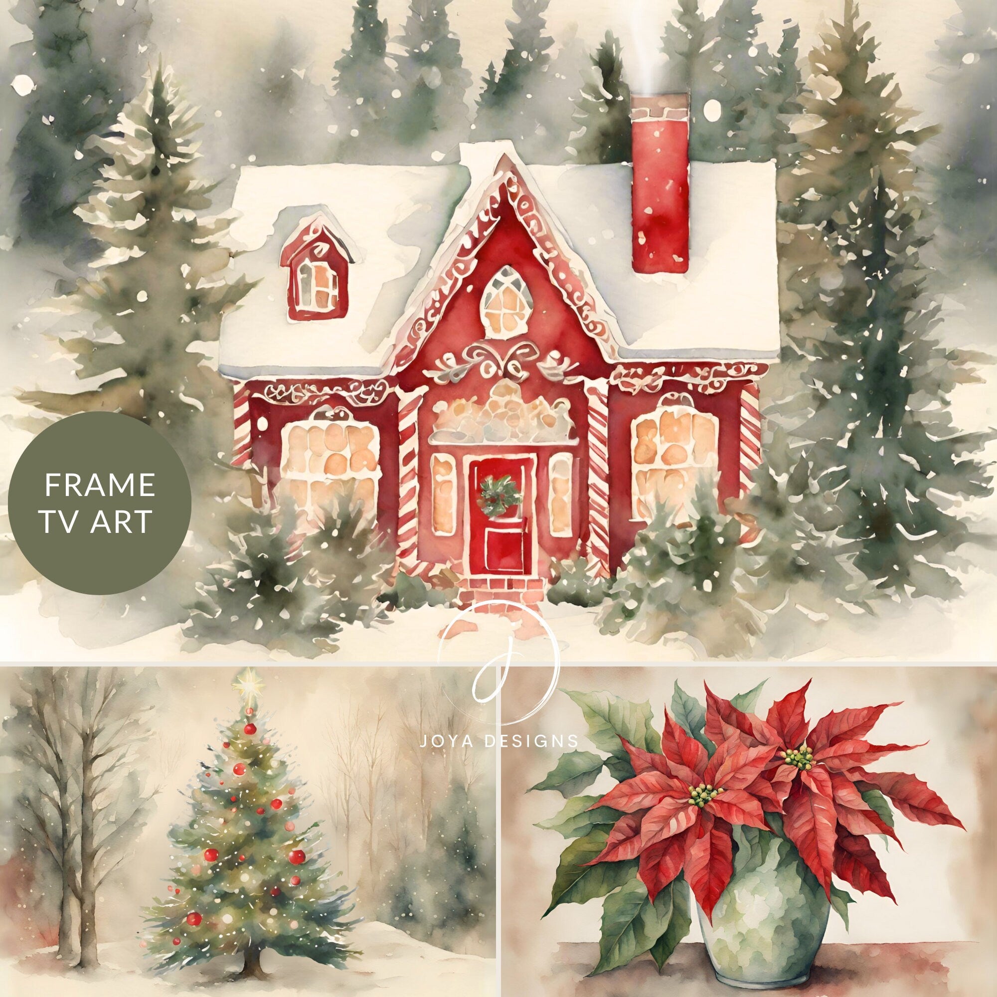 Samsung Frame TV Art | Merry Memories Christmas Collection | Christmas Frame TV Art | Holiday Digital Art | Red and Green Frame TV Art