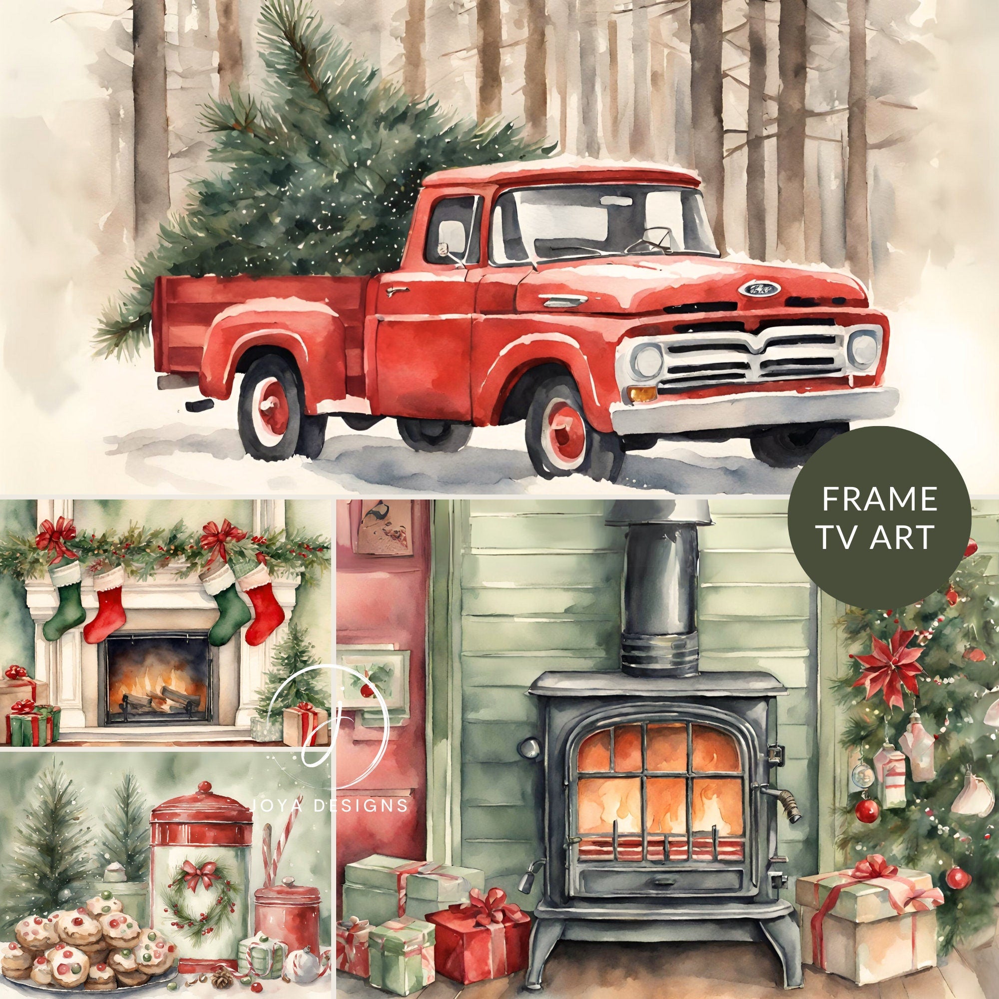 Samsung Frame TV Art | Merry Memories Christmas Collection | Christmas Frame TV Art | Holiday Digital Art | Red and Green Frame TV Art