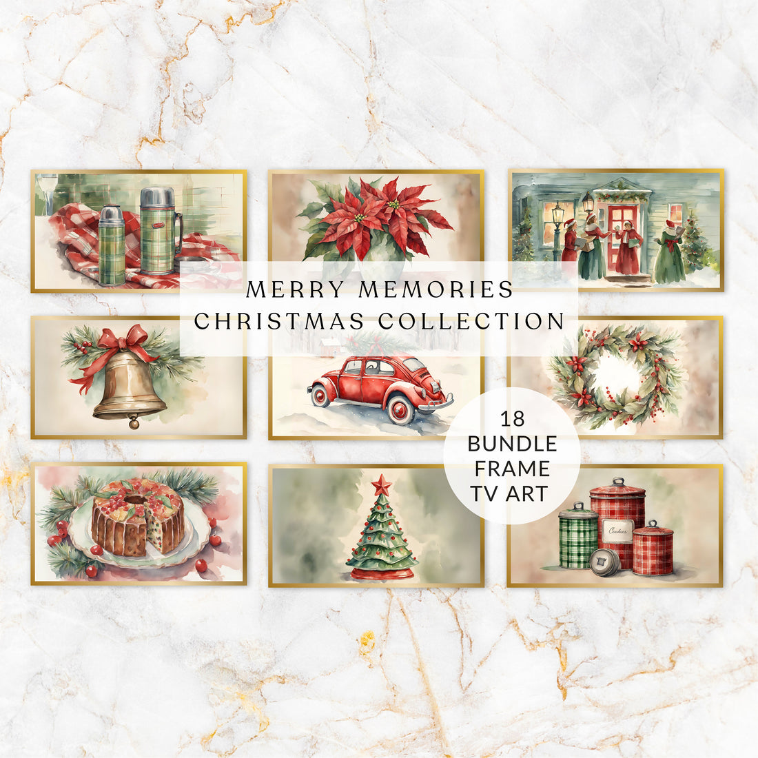 Samsung Frame TV Art | Merry Memories Christmas Collection | Christmas Frame TV Art | Holiday Digital Art | Red and Green Frame TV Art