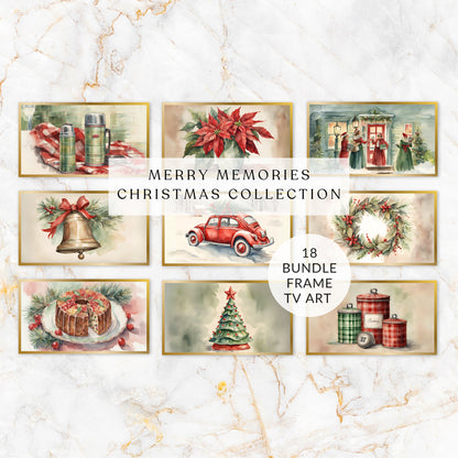 Samsung Frame TV Art | Merry Memories Christmas Collection | Christmas Frame TV Art | Holiday Digital Art | Red and Green Frame TV Art