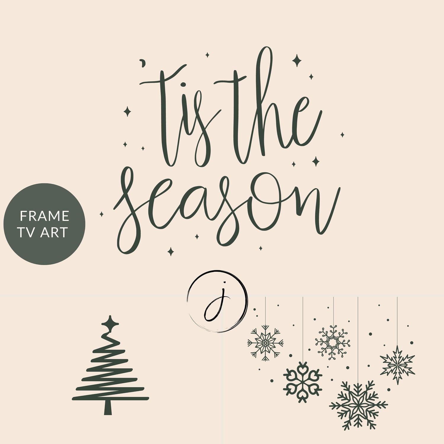Simple Minimalist Christmas Digital Art for Samsung Frame TV | Modern Neutral | Festive Winter Painting