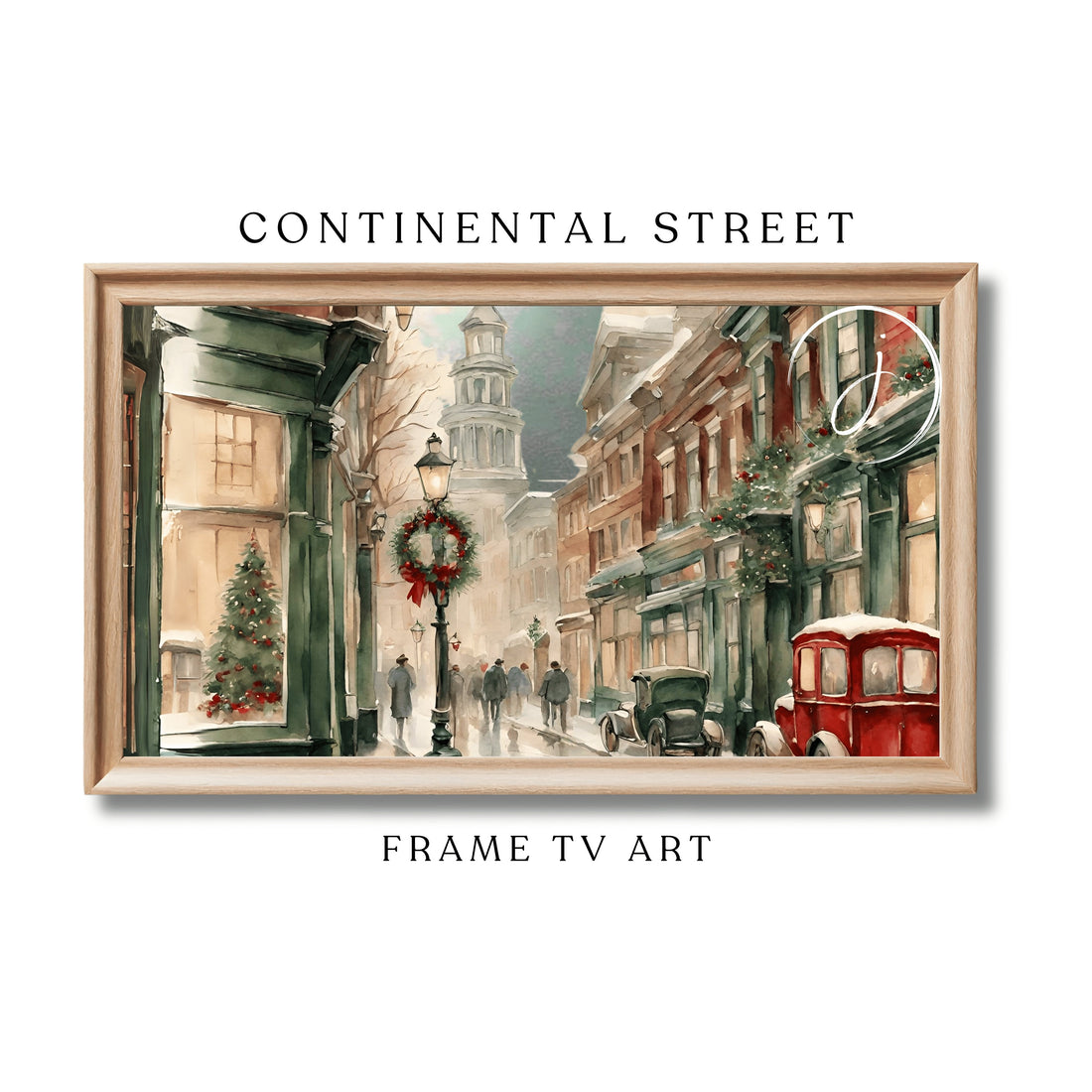 Christmas Art for Samsung Frame TV Art |Vintage Winter Watercolor Painting | Holiday Digital Art | Christmas Decor | Oriental Street | Joya