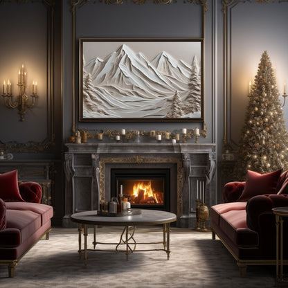 Neutral Winter Art for Samsung Frame TV Art | Abstract 3D Painting | Holiday Digital Art | Winter Decor | Nordic Mountains | Joya Designs