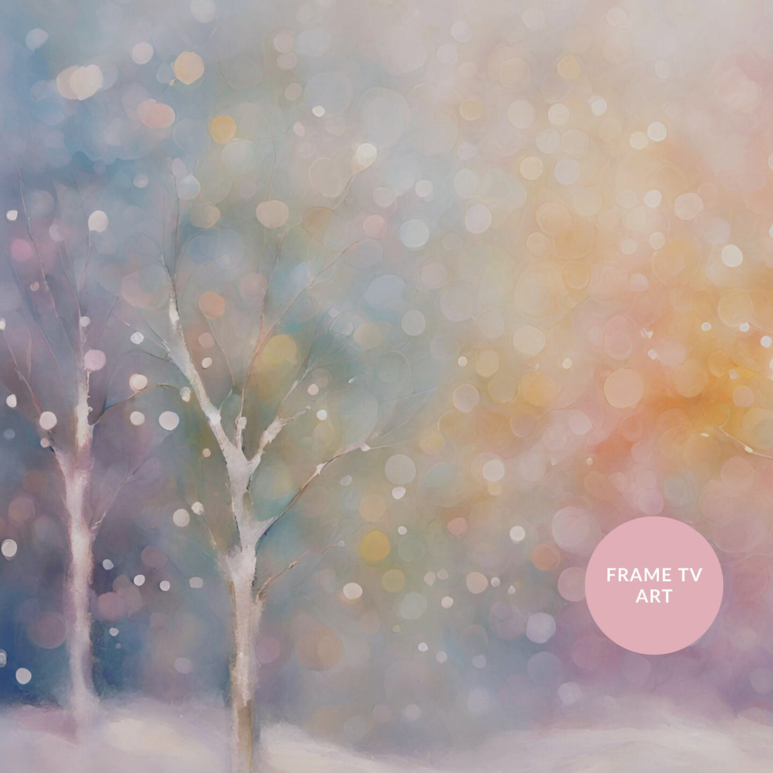 Pastel Winter Frame TV Art | Multi-Color Watercolor Decor, Classic Painting, Unique Seasonal Home Digital Art